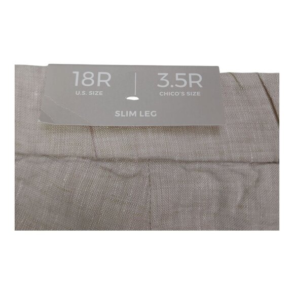 Chicos Natural Linen Slim Leg Pants Beige 3.5R Mid-Rise Tapered Ankle 26" Inseam - Picture 3 of 16
